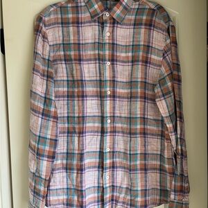 Men's Multicolor Plaid Linen Shirt